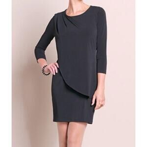 NWT Women's Ciara Sun Woo If the Shoe Fits Drape Overlay Dress in Black size M